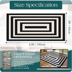 Outdoor Rug Black Ivory Geometric Front Door Mat, 2x4.3 Ft