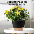 12 inch Large Self Watering Plant Pots, Flower Pots Planters with Multi Mesh Drainage Holes for Indoor Outdoor Garden Plants and Flowers.（Black）