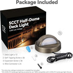 LEONLITE 12-Pack Update 5CCT LED Low Voltage Deck Lights, 180LM 3.74inch Landscape Step Railing Fence Light, 12-24V AC/DC, CRI90, Die-cast Aluminum Housing & Frosted Glass Lens, UL Cord, Bronze