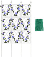 5.25FT Metal Pipe Trellis for Climbing Plants Outdoor, Garden Wall White Trellis with Garden Twist Tie, Support Tall Plant Fence for Ivy Vines Rose Flower
