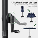 OLILAWN Patio Table Umbrella, 15ft Large Deck Umbrella with Base Included, Outdoor Double-Sided Rectangle Market Umbrella with Aluminium Crank, 12 Sturdy Ribs, for Deck Porch Garden,Dark Blue