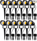 SUNVIE 12W Low Voltage LED Landscape Lights with Connectors, Outdoor 12V Super Warm White (900LM) Waterproof Garden Pathway Lights Wall Tree Flag Spotlights with Spike Stand (12 Pack with Connector)