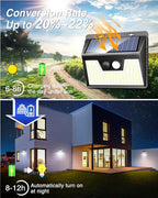 Peasur 140LED Solar Powered Lights Outdoor Waterproof, 3 Packs Motion Sensor Light Ultra-Bright, 3 Modes Fence Security Lighting for Outside Yard Wall Deck Step Garden(Cool White)