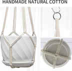 Macrame Plant Hanger, Fits 4-13 Inch Pots, Boho Hanging Plant Holder for Indoor Outdoor, 35 Inch, Set of 2, White (No Flowerpot)