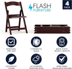 Flash Furniture Hercules Series Folding Chairs for Weddings and Formal Events, Stackable Commercial Event Seats with 1,000-lb. Static Weight Capacity, Set of 4, Red Mahogany