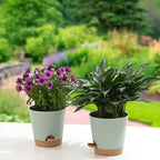 Plant Pots 6 PCS 5 inch Self Watering Planters High Drainage Flowers Pot for Indoor Outdoor Plants with Reservoir Tray and Watering Lip Gardening Planter Garden Flower Pots, Green