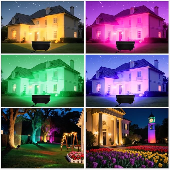 Flood Security Lights 2 Pack 50W RGB Color Changing Outdoor Floodlight
