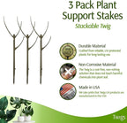 Stackable Plant Support Stakes, Indoor & Outdoor Houseplant Stem Support, Garden Accessories, Durable Trellis Alternative for Climbing & Potted Plants - Moonstone, 3 Pack, 17" L