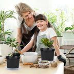 GREANER Plastic Garden Pots, 8 Inch Nursery Pots for Indoor Outdoor Plants, Black Plastic Planters for Planting Seeds, Flower, Succulent(Pack of 10)