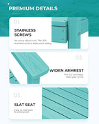 SERWALL Outdoor Dining Set for 6, HDPE Dining Furniture Set with Umbrella Hole Cut-Out Table and 1 Dining Bench and 4 Chairs, All Weather Outdoor Dining Bench Sets, Aruba