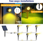 T-SUNUS Solar Spot Lights Christmas 6-in-1 Outdoor Warm White 3000K Landscape Spotlight IP65 Waterproof Separated Panel Spotlights with 9.8ft Cable Auto On/Off for Tree Lawn Driveway Pathway Halloween
