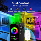 KSIPZE 50ft Outdoor led Strip Lights Waterproof IP68, RGB Outdoor led Lights with Button & Bluetooth App Control, Music Sync, Timer, Exterior Led Rope Lights for Decor Balcony, Roof, Garden, Pool