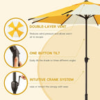 Abba Patio 9FT Lyon Outdoor Patio Umbrella Outdoor Table Umbrella with Crank Market Umbrella 8 Sturdy Ribs UV Protection Waterproof and Push Button Tilt for Garden Deck Backyard Pool,Yellow & Cream