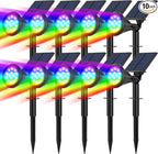 Solar Spot Lights Outdoor Color Changing, 7 Modes/14 LED Outdoor Solar Lights for Yard, Waterproof RGB Multicolor Solar Landscape Spotlights Auto On/Off for Flood, Yard, Tree, Pathway, 10 Pack