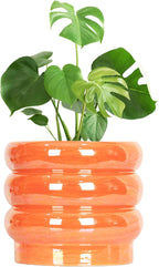 10 inch Ceramic Plant Pots for Indoor Plants, Rainbow Pearl Glaze Planter with Planters for Plants with Drainage Hole, Orchid Pots, Succulent Pot,Large Flower Pot (Orange)