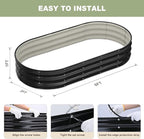 Raised Garden Bed, 6x3x1ft Galvanized Outdoor Planter Beds with Safety Edging and Gloves, Oval Metal Planter Box for Gardening Vegetables Flowers Herb-Black