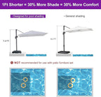 PURPLE LEAF 8' X 8' Patio Umbrella for Pool 7' High Offset Outdoor Cantilever Umbrella Swimming Pool Umbrella with 360°Rotation for Poolside Navy Blue