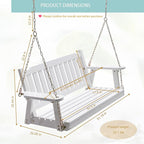 Anraja Wooden Porch Swing 2-Seater, Bench Swing with Hanging Chains, Heavy Duty 800 LBS, for Outdoor Patio Garden Yard, 4 Ft, White