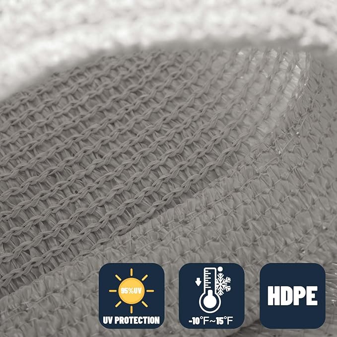 SUNNY GUARD Custom Size 7'x8' Silver Grey Sun Shade Sail Rectangle UV Block Shade for Backyard Yard Patio Deck Garden(Customized)