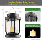 Solar Lantern Outdoor & Indoor Use – Hanging Solar Lights with Realistic Flickering Flameless Candle, Weatherproof for Gardens, Patios, Trees, and Lawns (Black, 1 Pack)