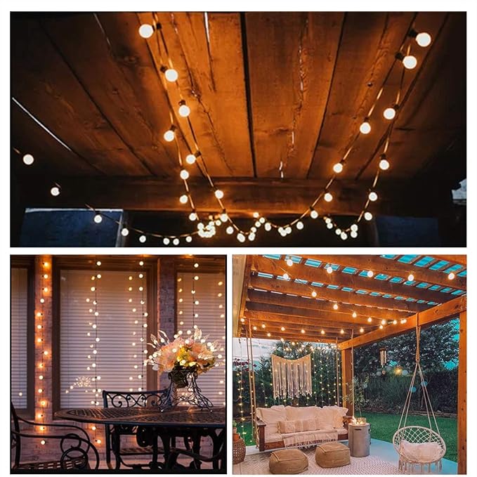 String Lights 25 ft Warm White G40 Frosted Globe Bulbs, 27 Count