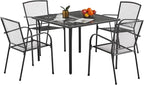 AECOJOY 39.4" Outdoor Patio Dining Table for 4, Square Metal Patio Table with 1.6" Umbrella Hole, All-Weather Resistant Outdoor Furniture Tables for Patio, Backyard, Garden, Poolside (Dark Grey)