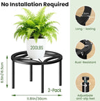 TOSKING 2-Pack Plant Stands - Heavy Duty Low Plant Stand, No Assembly Required Risers for Potted Plants Indoor and Outdoor, Ready to Use(11.81" Diameter)