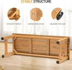 ONBRILL Outdoor Benches Weatherproof, 2-Person Poly Lumber Garden Bench, All-Weather Patio Bench Will not Rot and Fade for Garden, Porch, Backyard and Park, Easy Installation, Teak