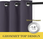 NICETOWN Sliding Door Curtain 108 Inches Long - Blackout Thermal Insulated Grommet Room Divider Privacy Drape for Patio Glass Door, 1 Panel, Greyish Purple, 100 Inch Extra Wide