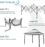 Yaheetech 11x11 Pop Up Gazebo Outdoor Canopy Shelter, Instant Patio Gazebo Sun Shade Canopy Tent with 4 Sandbags, 2 Tiers Roof & Mesh Netting for Lawn, Garden, Backyard & Deck, Gray