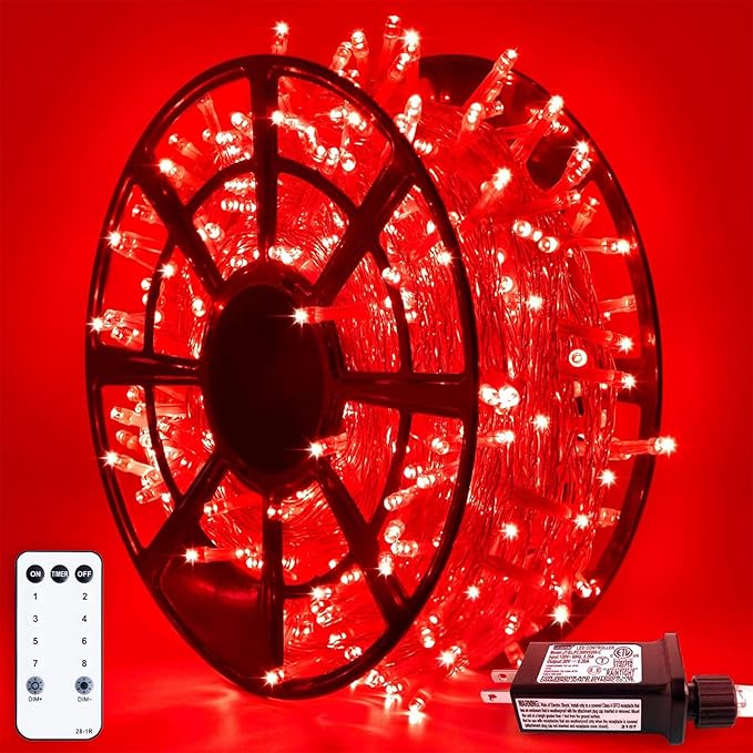 Red String Lights, 500 LEDs, 173 ft, Indoor Outdoor