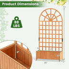 Giantex Wooden Raised Garden Bed with Arched Trellis Set 2, 71” Fir Wood Outdoor Elevated Planter Box Privacy Screen w/Drainage Holes, Vertical Garden Bed for Climbing Plants, Patio Balcony Backyard