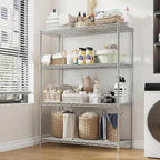 Xcity Storage Shelves, 4 Tier Heavy Duty Metal Shelving Unit with Wheels, 1600 LBS Capacity Adjustable Steel Wire Shelf Organizer for Pantry, Kitchen, Garage, 18" D x 36" W x 60" H, Chrome