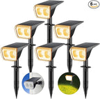 Consciot Solar Spot Lights Outdoor Waterproof, 24 LED Dusk-to-Dawn Solar Spotlight, 2 in 1 Adjustable Wall Lights, Warm White Solar Landscape Spotlights for Garden Yard Wall Walkway, 6 Pack