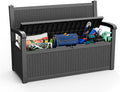 80 Gallon Outdoor Storage Bench Deck Box Waterproof Lockable,Outdoor Storage Furniture for Patio,Garden and Porch,Tools and Cushions（ Black）