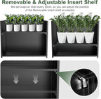 Metal Large Planter Box 36" L x 12" W x 26" H, Heavy Duty Tall Rectangle Outdoor Planter Box with Removable Insert Shelves for Porch, Garden, Patio, Yard (Black)