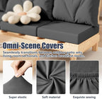 Cushion Covers 8 Pack, Stretch Fit Patio Slipcovers in Medium Grey