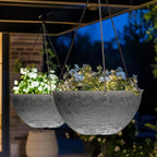 LA JOLIE MUSE Large Hanging Planters for Indoor Outdoor Plants, Hanging Flower Pots Marble Pattern (13.2 Inch,Set of 2)