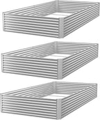 FRIZIONE 3pcs 8x4ft Galvanized Raised Garden Bed Outdoor,Above Ground Garden Bed for Vegetable,Metal Raised Beds for Flower,Steel Raised Beds for Gardening