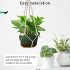 USLAI Macrame Plant Hanger Indoor Outdoor, Fits 4 to 15 Inch Pots, Strong Hanging Planter Holder, Boho Home Decor, 35 Inch, Ivory, Set of 2 (POTS NOT Included)