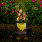 Nacome Solar Garden Outdoor Statues Gnome with Succulent and 7 LED Lights - Lawn Decor for Patio, Balcony, Yard Ornament - Chrismtas Gifts for Mom Grandma