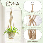 Dahey Macrame Plant Hanger Set of 3 with Hooks Indoor Hanging Planter Basket 35"/29"/23" Handmade Woven Cotton Rope Flower Pot Crochet Plant Holder Stand for Boho Home Decor No Tassels,Brown