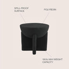 JONATHAN Y TBL1109A Brady 16.25" Minimalist Modern Drum Indoor/Outdoor Accent Table Contemporary, Mid-Century, Art Deco, Bohemian, Patio, Garden, Bathroom, Living Room Black Frosted