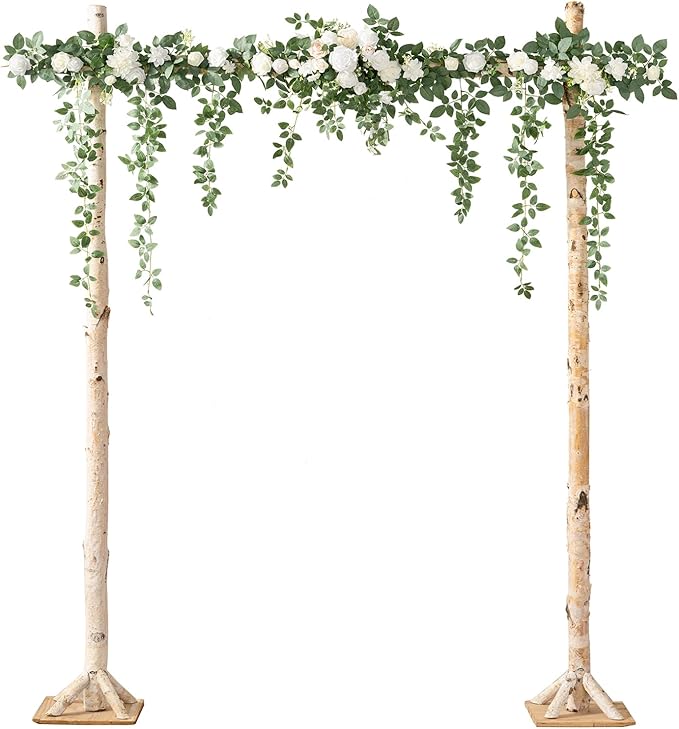Artificial Wedding Arch Flower Garland 6.5 ft Silk White Sage Green