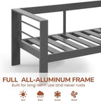 Solaste Aluminum Patio Furniture Set with 55" Fire Pit Table, 7 Seats Metal Outdoor Furniture with Water-Resistant Cushions, Modern Patio Conversation Set for Balcony, Front Porch, and Backyard, Grey