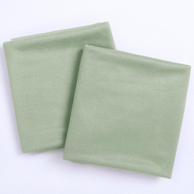 Sheer Outdoor Curtain Fabric Panels, Sage Green Chiffon, 29 in x 20 Ft, 2 Pack