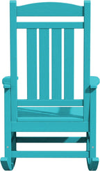 KINGYES HDPE Rocking Chairs Outdoor, Patio Rocking Chairs with 330lbs Support, Smooth Porch Rocker for Deck Lawn Yard, Aruba Blue
