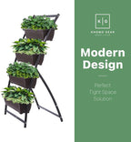 KHOMO GEAR Vertical Garden Planter Balcony Garden Outdoor 4 Tier Raised Bed Box with Stacking Planters Indoor Patio Tower for Plants Vegetables Flowers & Herbs
