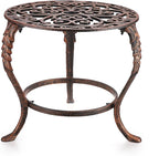 OwnMy Heavy Duty Cast Iron Plant Stand Vintage Wrought Iron Flower Pot Holder, Decorative Round Potted Plant Holder Rack, Indoor Outdoor Metal Large Plant Stand for Patio Home Garden, Red Bronze