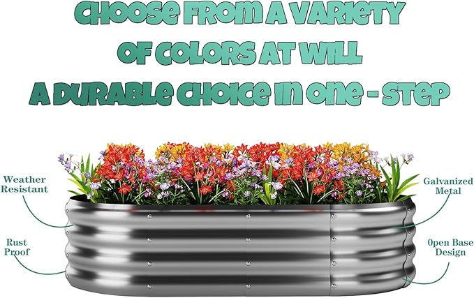 Galvanized Planter Outdoor Galvanized Metal Planter Round Raised Garden Bed Kit for Gardening Outdoor 1PC Gray 3X3X1FT